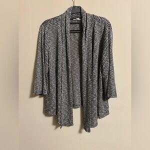 Bar III Black and White Open-Front Cardigan